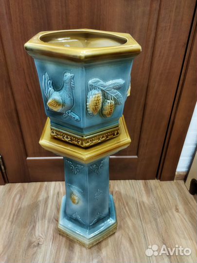 Цветочный горшок/кашпо/ваза на подставке, керамика