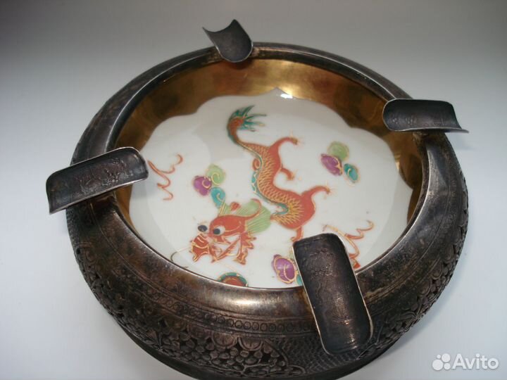 SVE Пепельница серебро-фарфор Вьетнам