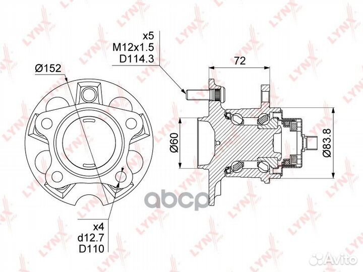 Ступица колеса зад прав WH1502 lynxauto