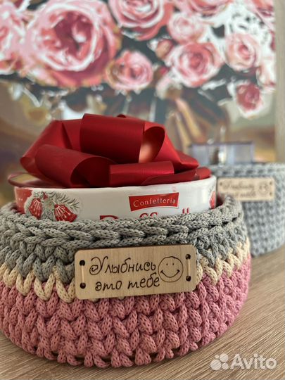 Вязанные корзинки