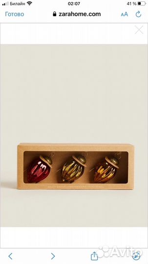 Новогодние игрушки, украшения для ёлки Zara Home