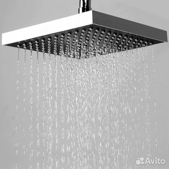 Верхний душ квадратный, плоский, 300 мм, хром