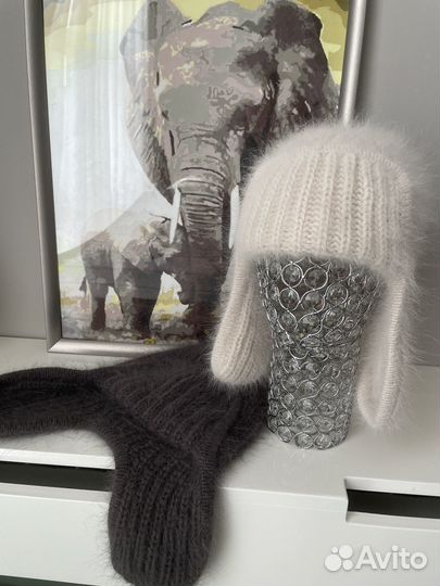 Шапка ушанка из ангоры