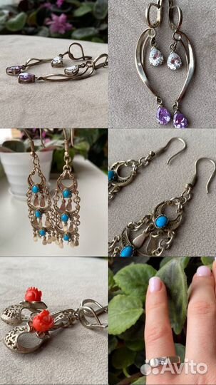 Серебряные серьги кольца