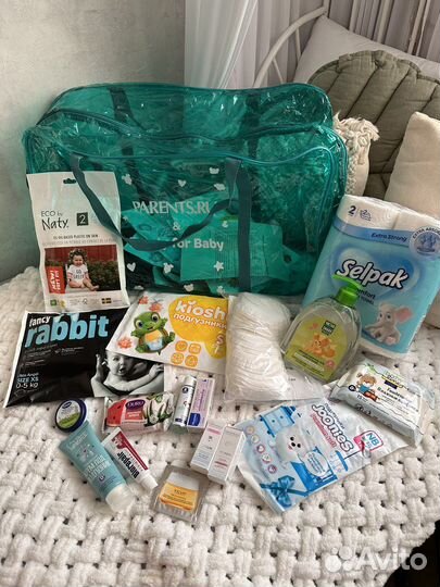 Готовая прозрачная сумка в роддом с наполнением