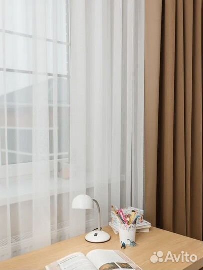 Штора из белой вуали 600х290