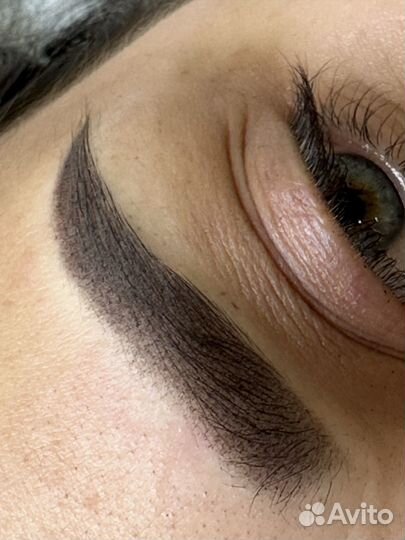 Перманентный макияж пудровые брови
