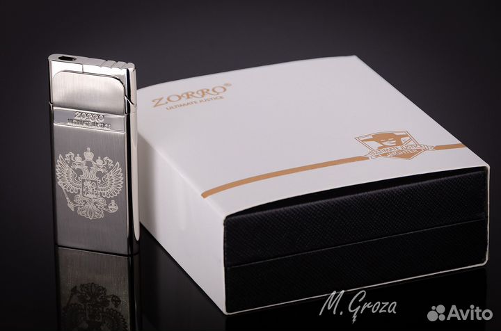 Газовая зажига Zorro с гравир. Герб России, новая