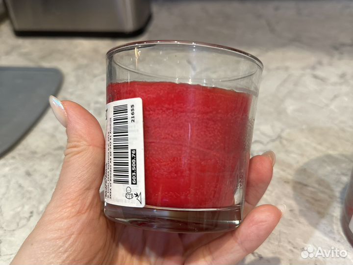 Свечи IKEA в стакане ягоды 25ч