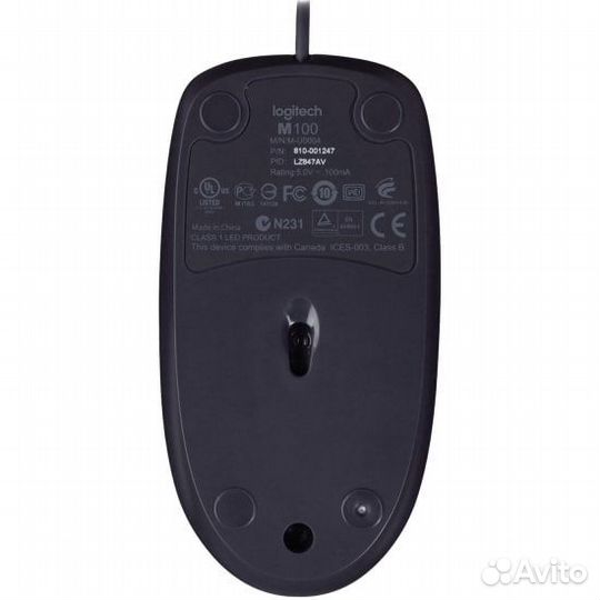 Офисная проводная мышь Logitech M100 Gray