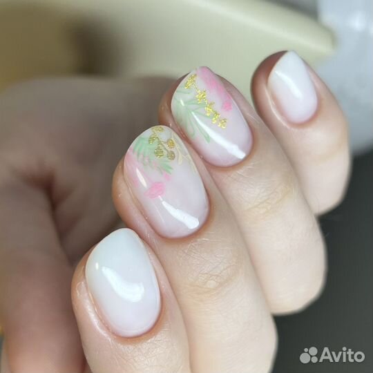 Маникюр гель-лак укрепление ногтей френч