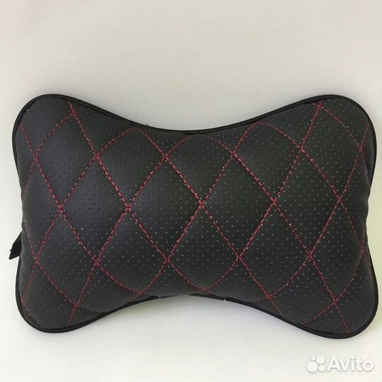 Подушка косточка на подголовник экокожа ромбик