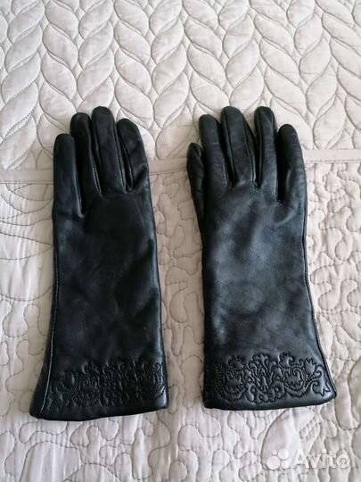 Перчатки женские кожаные, размер 6