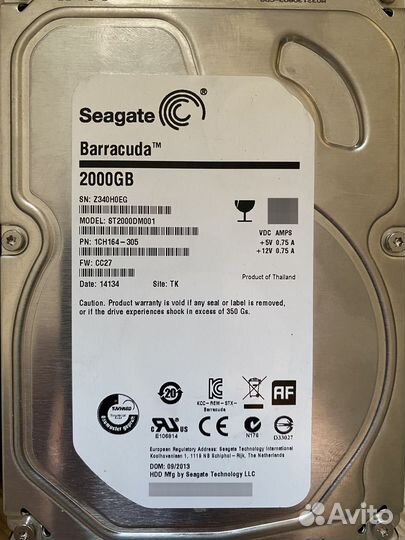 Жесткий диск HDD Seagate Barracuda 2тб ST2000DM001