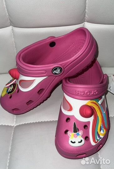 Кроксы Crocs для девочек с единорогом с 30 по 35р