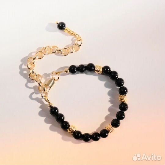 Браслет с черным агатом