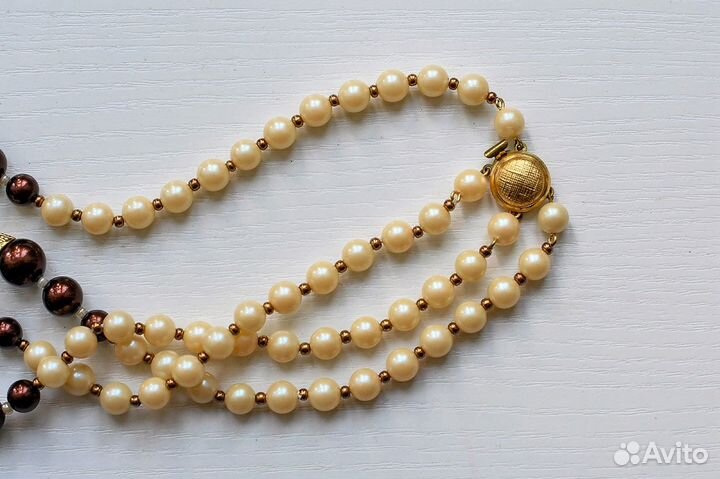 Бусы под жемчуг двойная нить 27 см. Бижутерия СССР