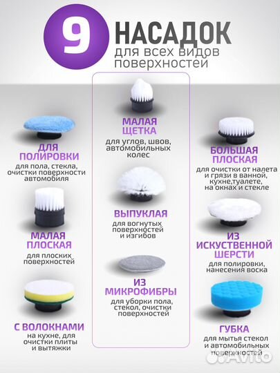 Щетка для уборки электрическая с насадками