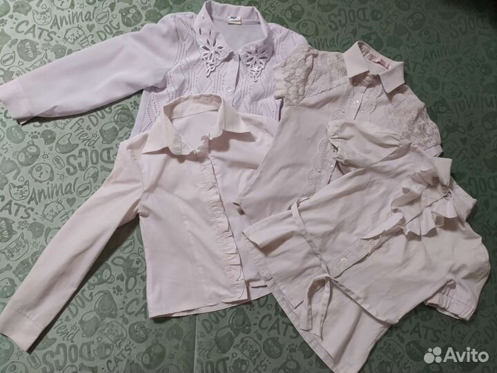 Блузки белые для девочек 128