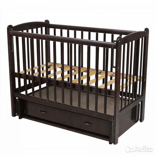 Детская кроватка с маятником и ящиком