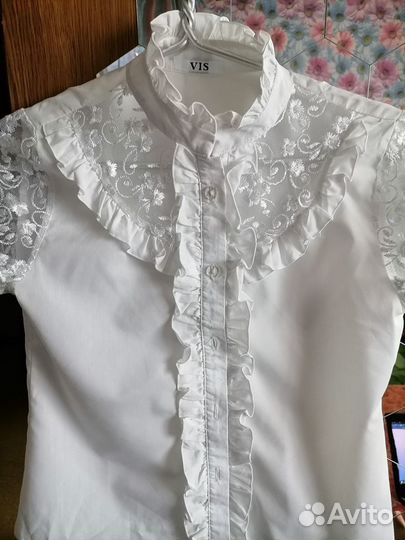 Блузка белая школьная. Листайте фото