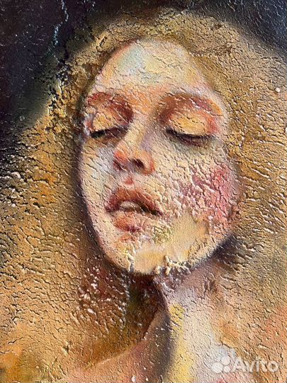 Картина маслом на холсте винтаж девушка чувства