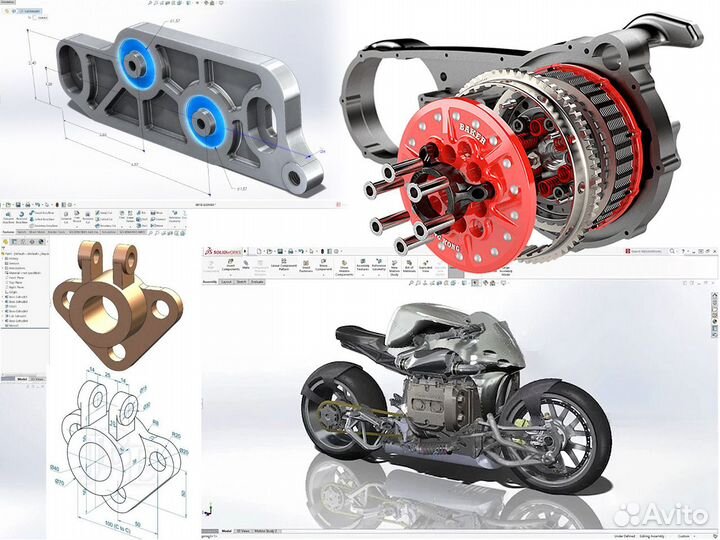Моделирование деталей, механизмов в 3D + Чертежи