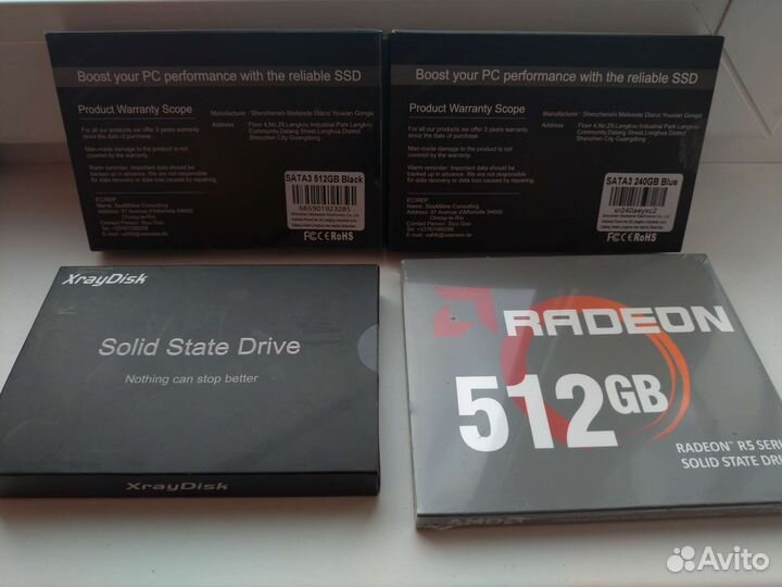 SSD, HDD диски 240gb, 512, 1TB+Windows 10 с ключом