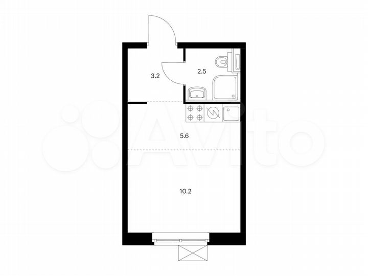 Квартира-студия, 21,5 м², 10/25 эт.