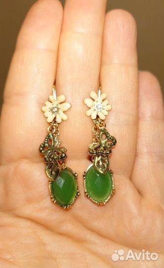 Серьги с хризопразом