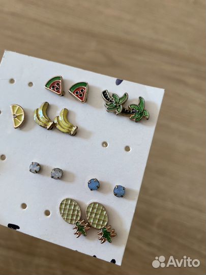 Серёжки бижутерия серьги пусеты 7 пар
