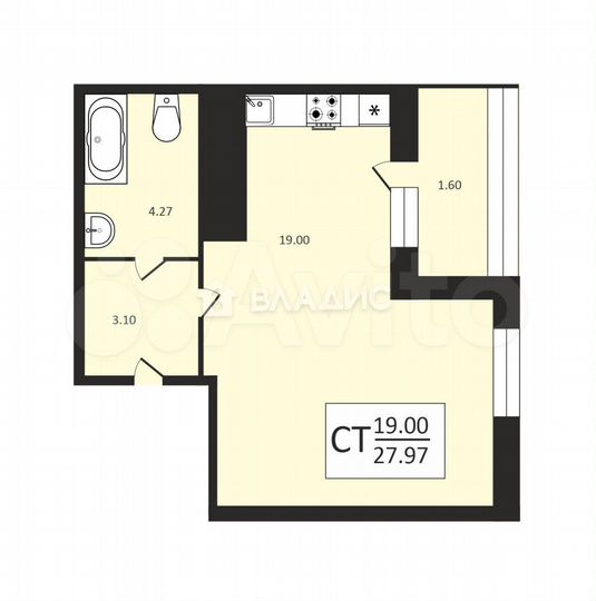 Квартира-студия, 28 м², 15/16 эт.