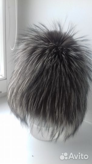 Шапка из вязаного меха чернобурки