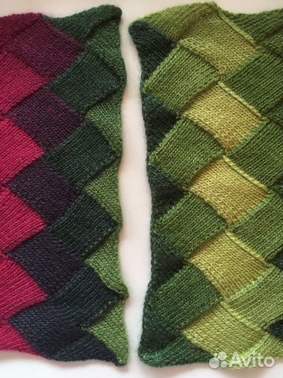 Новый вязаный шарф-палантин двусторонний энтрелак