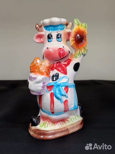 Статуэтка карандашница корова керамическая 16,5 см