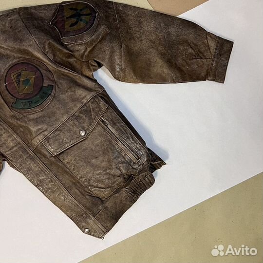 Vintage leather bomber jacket