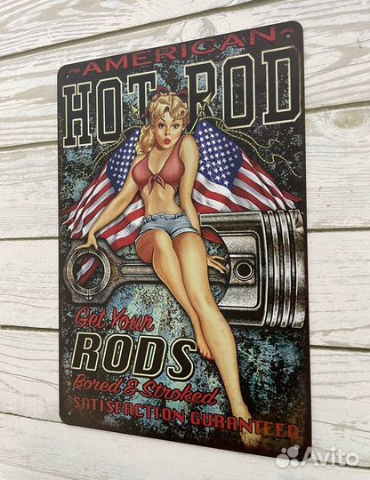 Декор на стену Hot Rod авто девушка