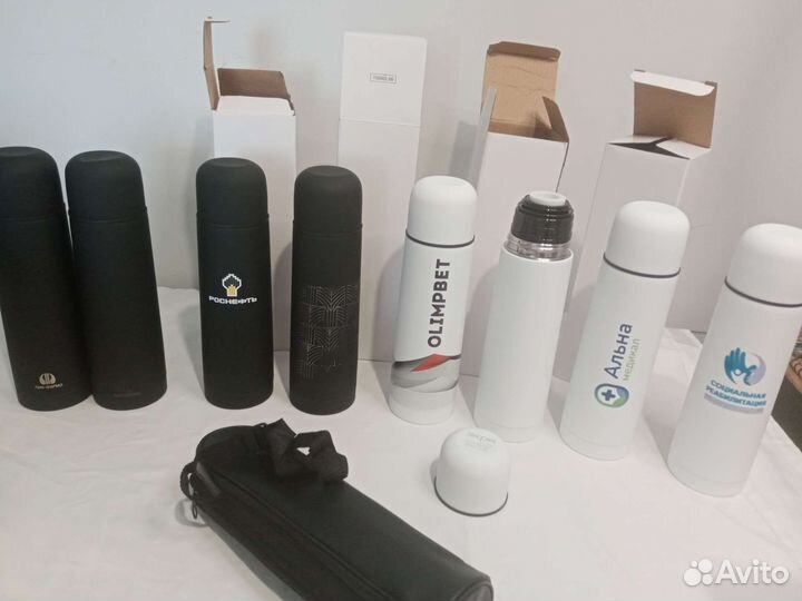 Термосы 500 мл с клапаном в чехле