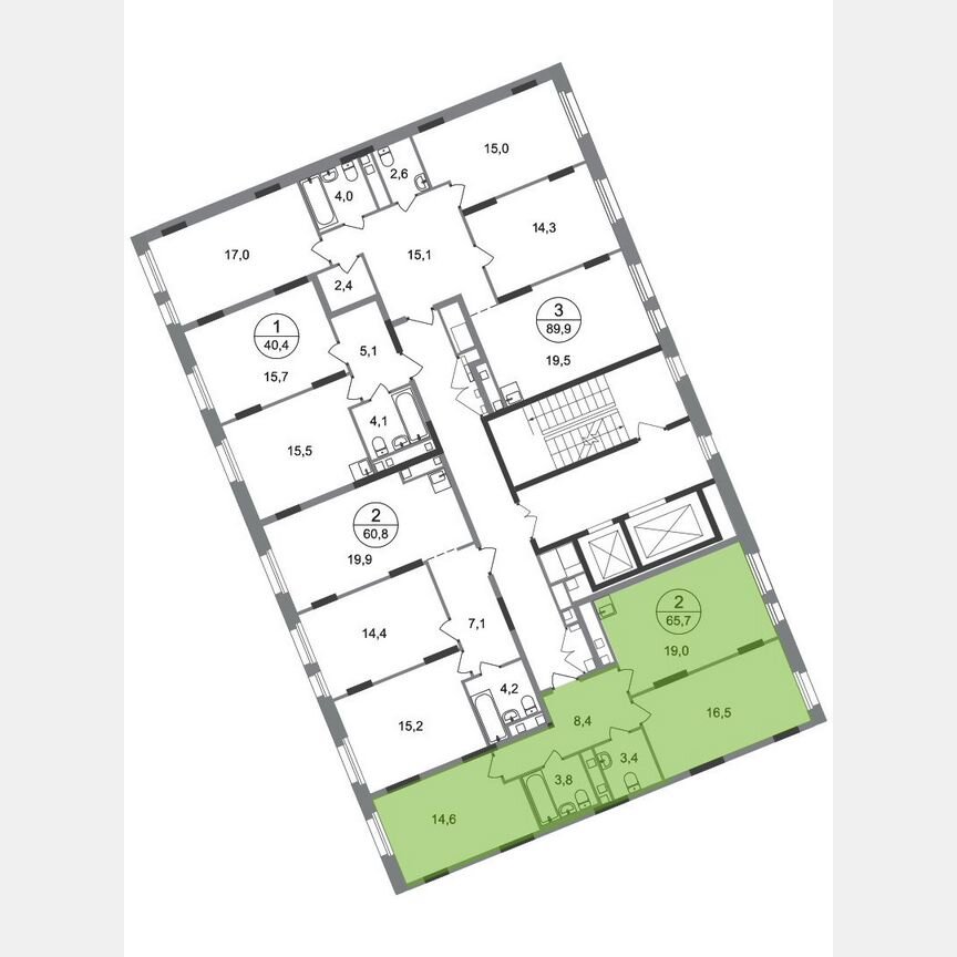 2-к. квартира, 65,7 м², 11/17 эт.
