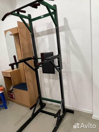 Напольный турник,брусья 3в1 215см Черный с Зеленым