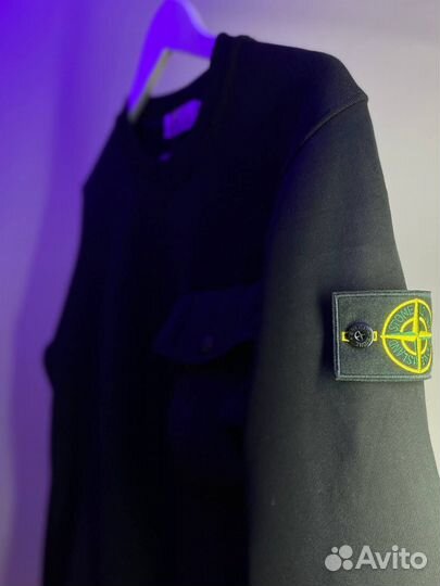 Свитшот Stone Island с карманом черный