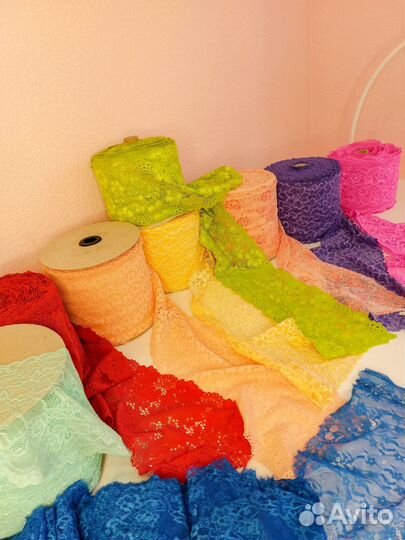 Кружево шантильи (реснички). Турция. 17,5 см. Сини