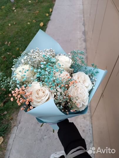 Красивый букет. Розы & Гипсофила