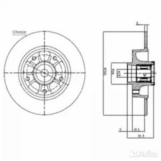 Диск торм.зад.260x8 5 отв.c подш.,с кольцом ABS Москва BG9112RS