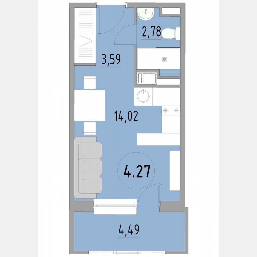 1-к. апартаменты, 25 м², 4/13 эт.