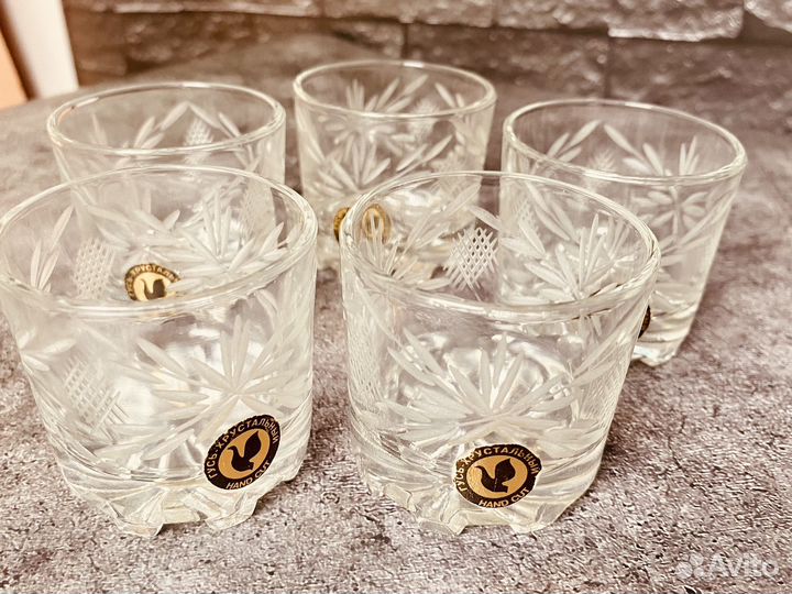 Стопки хрустальные СССР набор 5 штук