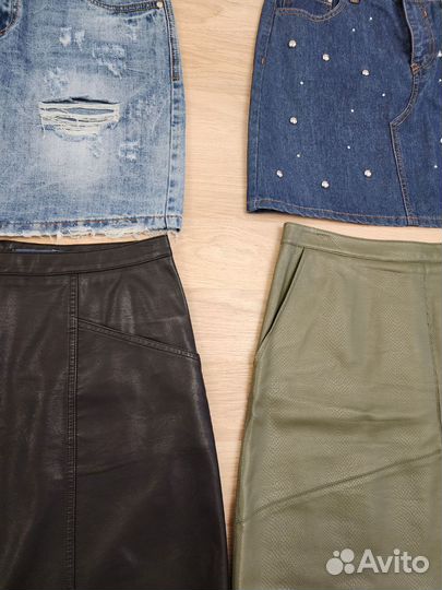 Юбки джинс и экокожа размер 46-50