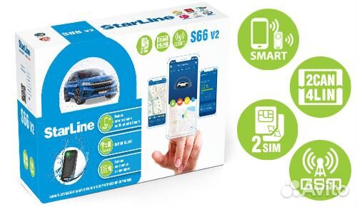 Автосигнализ StarLine S66 v2 BT 2CAN+4LIN 2SIM GSM