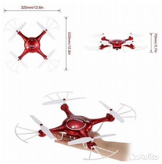Квадрокоптер Syma X5UW с камерой, красный