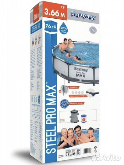 Новый каркасный бассейн с насосом 366*76 bestway